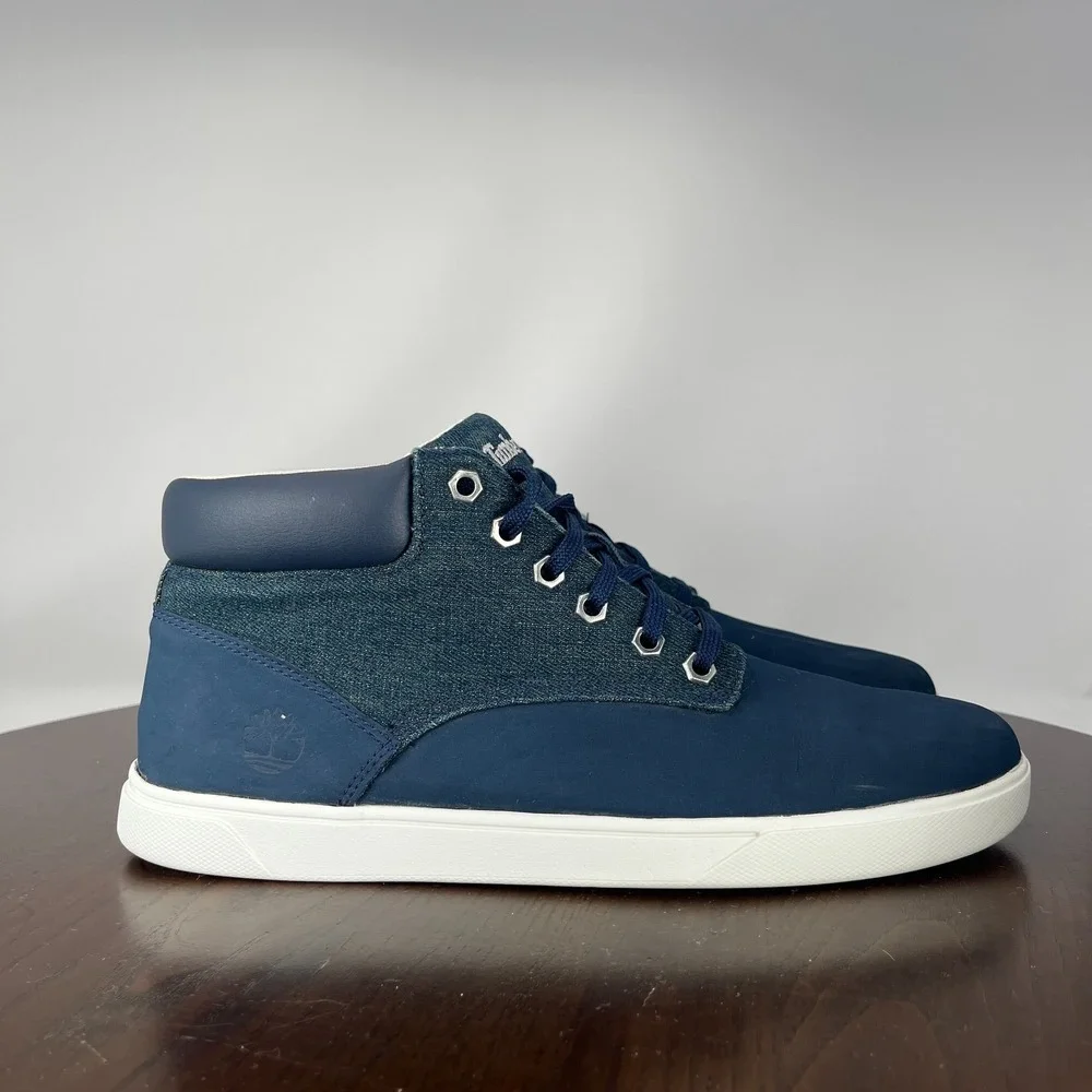 Timberland Groveton Chukka Boot Men 8.5 Navy Nubuck Leather Sneaker Combat A16DD